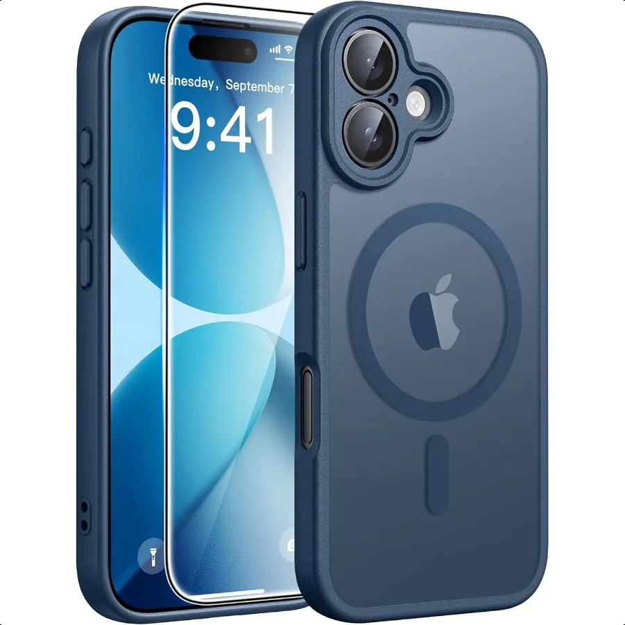 

Чехол для телефона FNTCASE для iPhone 17, магнитный полупрозрачный матовый [полная защита камеры] [защитная пленка для экрана] военный класс