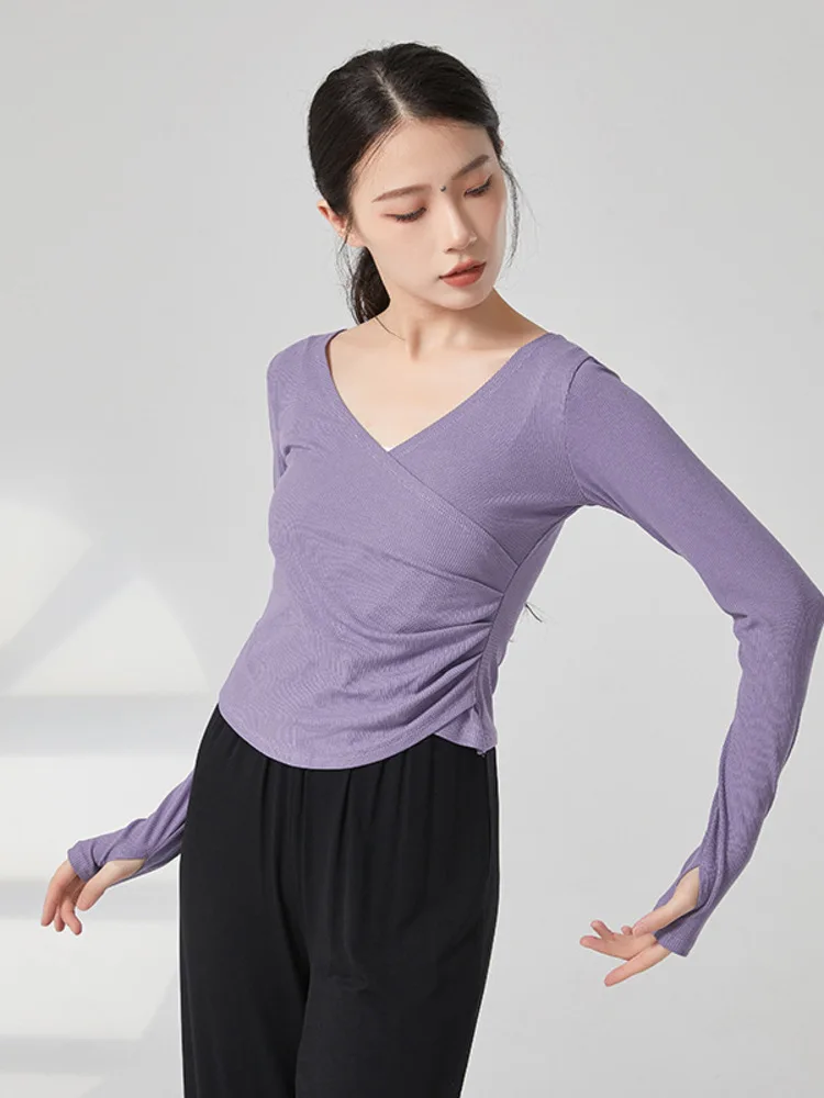 

Dance Costume Modern Body Practice Classical Spring and Autumn Long Sleeved Set Finger Dress Art Examination Dance Top Female