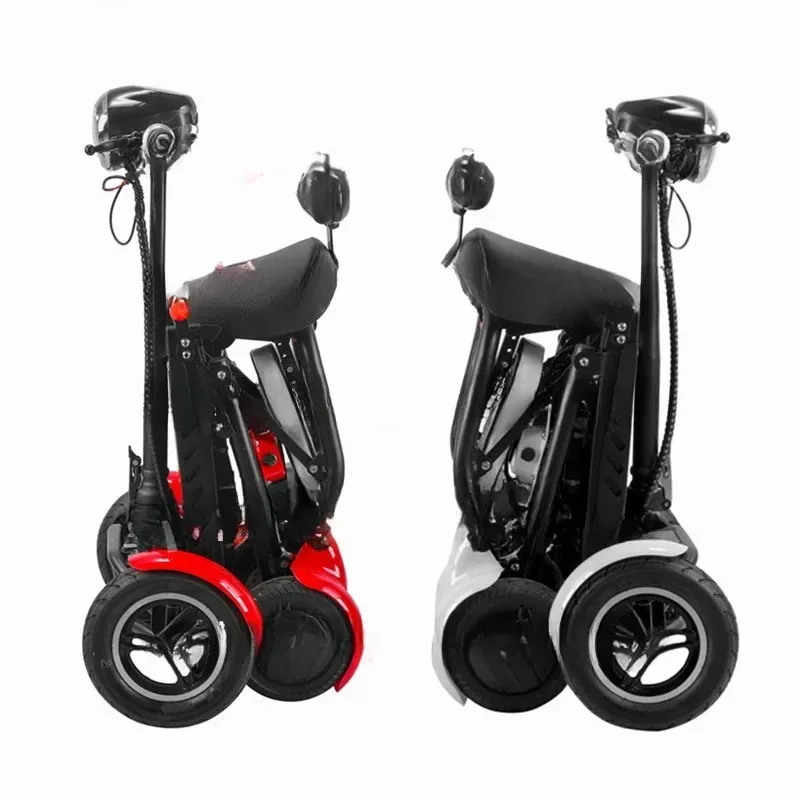 Foldable Four Wheel Electric Scooter for Old People Seniors Travel Folding Mobility Scooter 4 Wheels 250W Dual Motor Protable