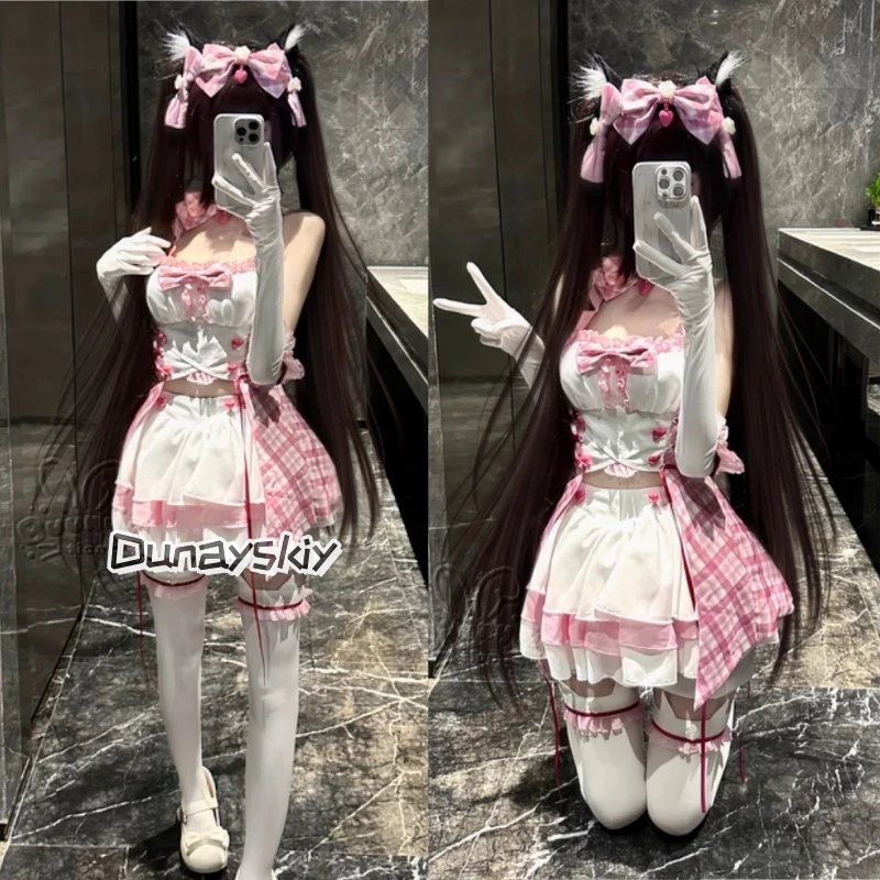 

Игра аниме Nekopara Vanilla Chocola Косплей Костюм Nekomimi Paradise парик с принтом наряд горничной женский сексуальный кавайный карнавальный костюм