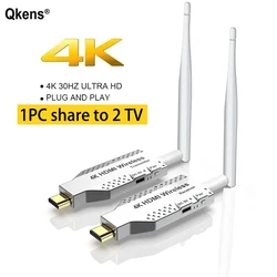 4K 50M Wireless HDMI Extender Audio Video Transmitter and Receiver 1TX 2RX for TV Box Camera Laptop PC To TV Projector Monitor