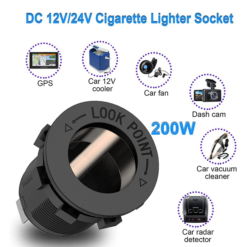 PD3.0 & QC3.0 USB Car Charger/Cigarette Lighter Panel 12V/24V 200W Lighter Socket With Switch For Car, Boat, RV, Truck