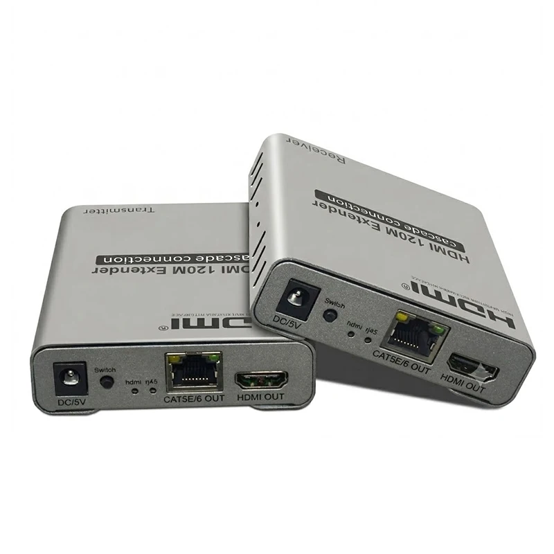 4K@30Hz 120M HDMI Extender over Single Ethernet CAT5e/6 Cable HDMI to RJ45 Network LAN Extender 390FT Converter for PC TV NVR