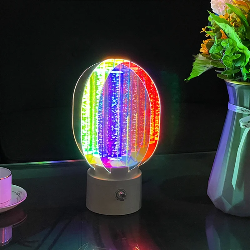 

A07F-LED Dazzle Colour Rotating Ambient Bedroom Table Lamp Charging Bedroom Romantic Night Light Dimming Lamp