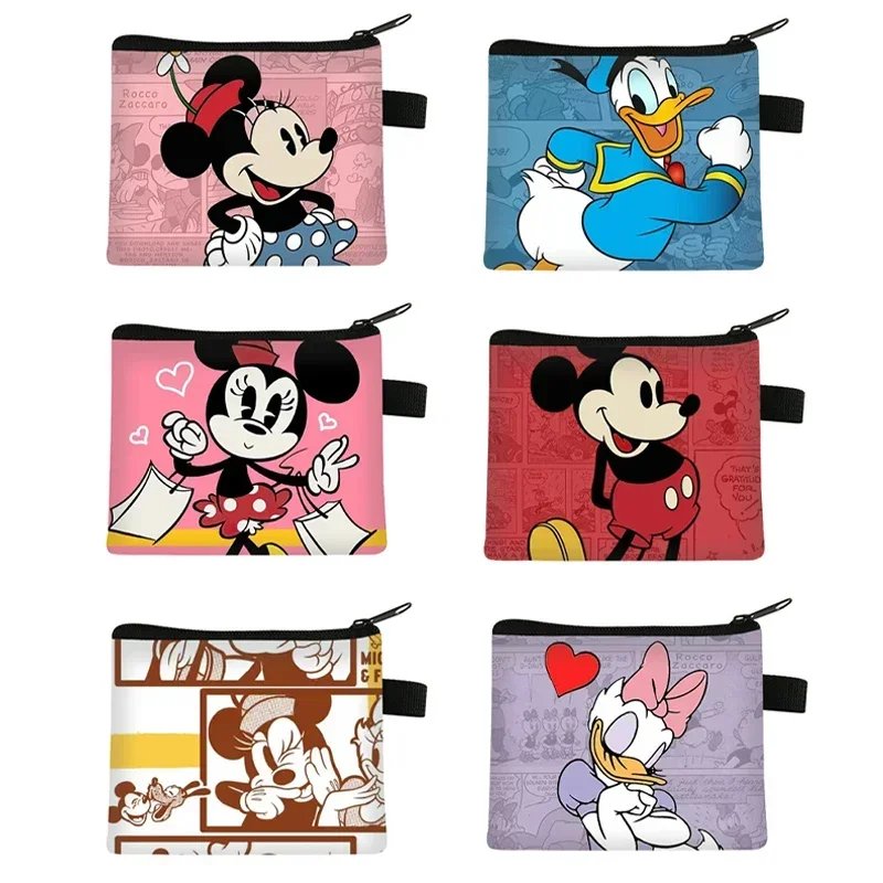 Disney Mickey Portable Storage Bag Minnie Mouse Cartoon Coin Purse Boys Girls Anime Women Small Makeup Bag Children Zipper Pouch