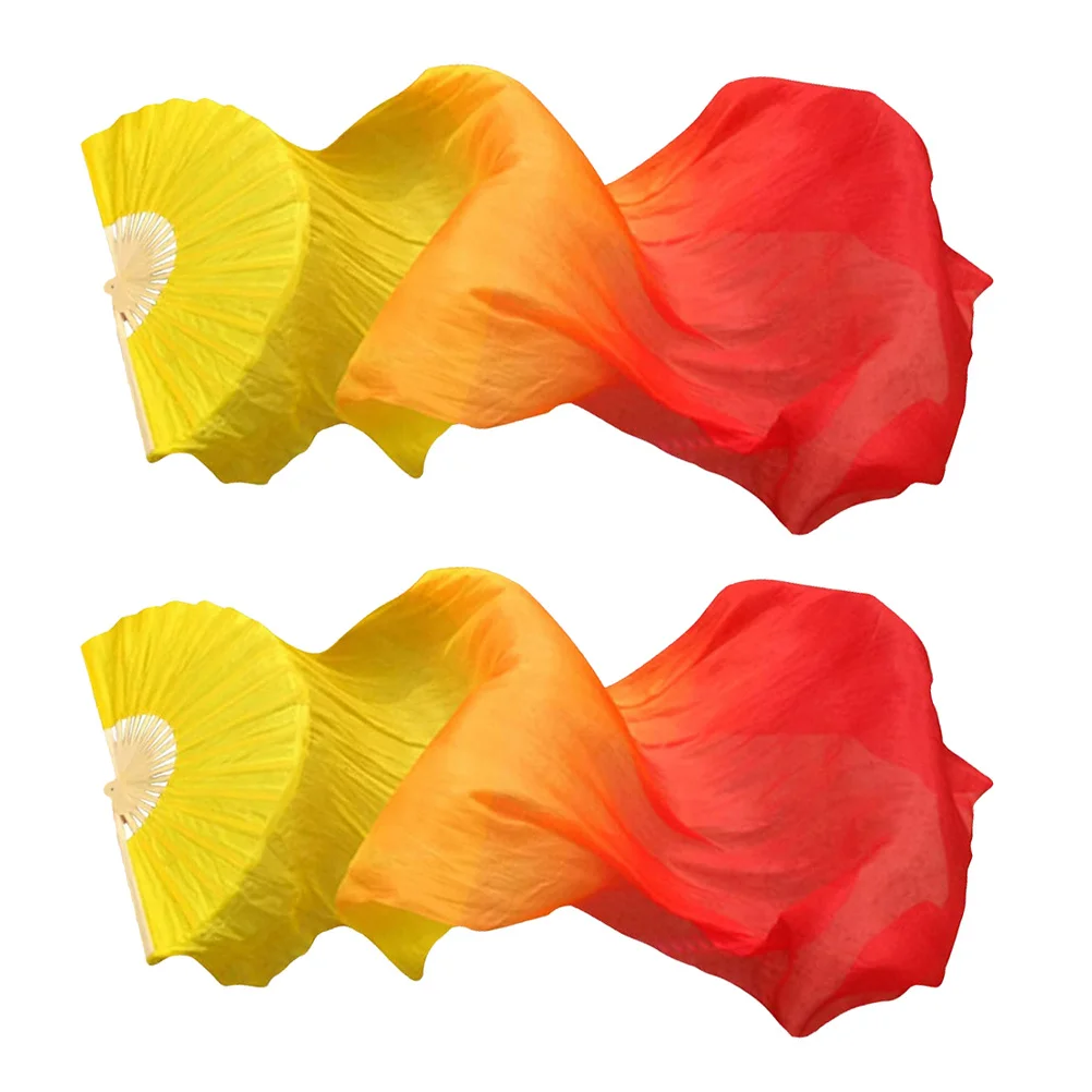 

2Pcs Handheld Dance Fans Gradient Long Veil Folding Fans for Belly Dancing Stage Festival Performance Handheld Fan Paper