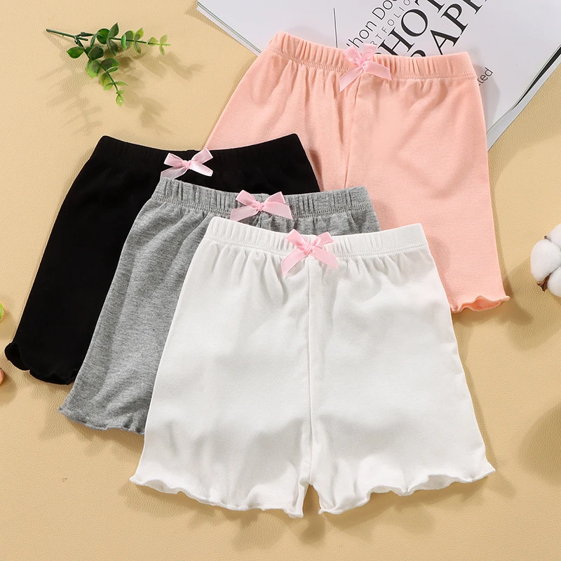 Summer Girls Anti Exposure Safety Pants 0-6Y Kids Solid Color Thin Short Leggings Childrens Girls' Flat Pants Inner Shorts