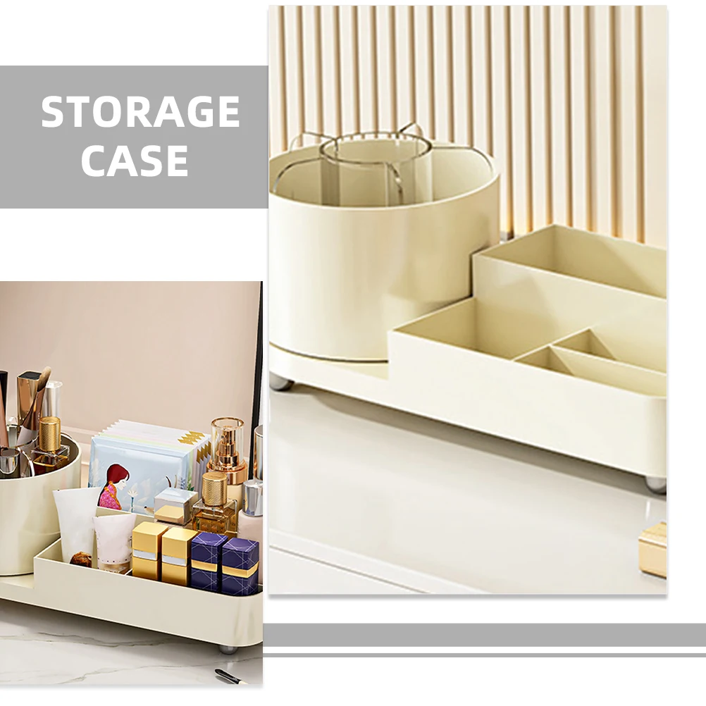 

Rotating Makeup Organizer Storage Box Desktop Organizer Skincare Products Brush Holder Large Capacity Space Saving