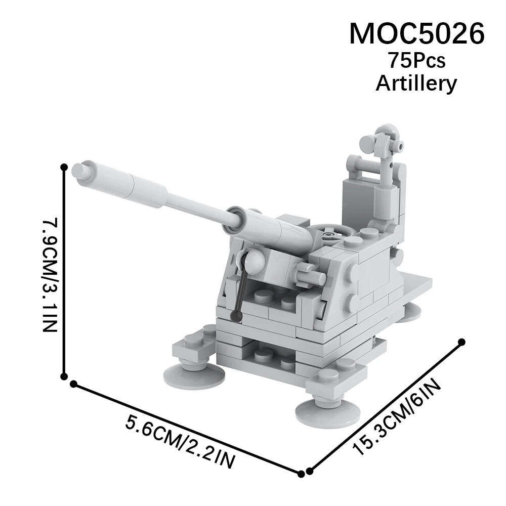 MOC WWII Military War Cannon Howitzer Foot Artillery Gun Soldiers Weapons Compatible Figure Building Blocks Toy For Children Boy