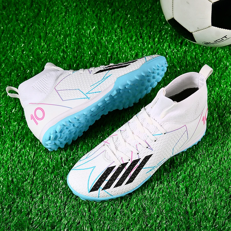 High-top football shoes men\'s broken nails tf spikes ag adult teenagers students grass anti-slip football training shoes