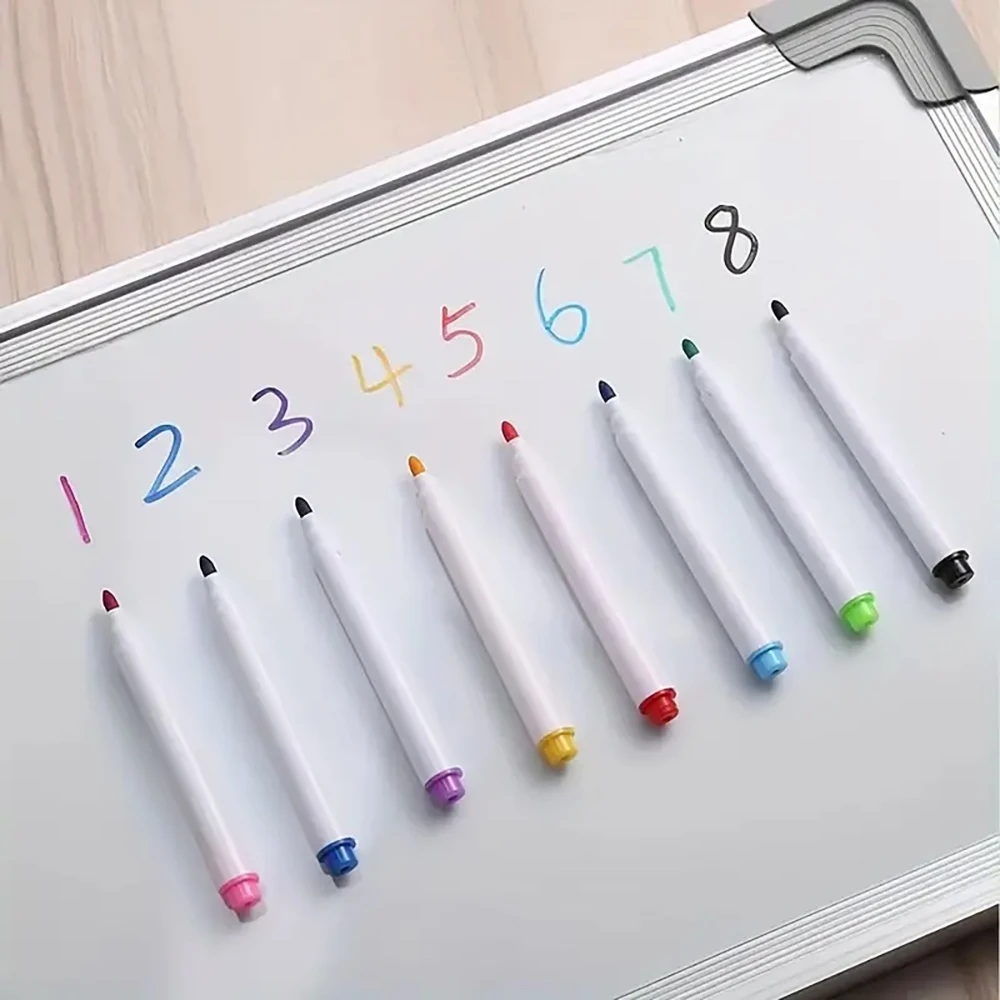 8pcs Colors Magnetic Waterproof Dry Erase Markers Medium Point for Office Whiteboards Drawing Pen Dry Erase With Built-in Eraser