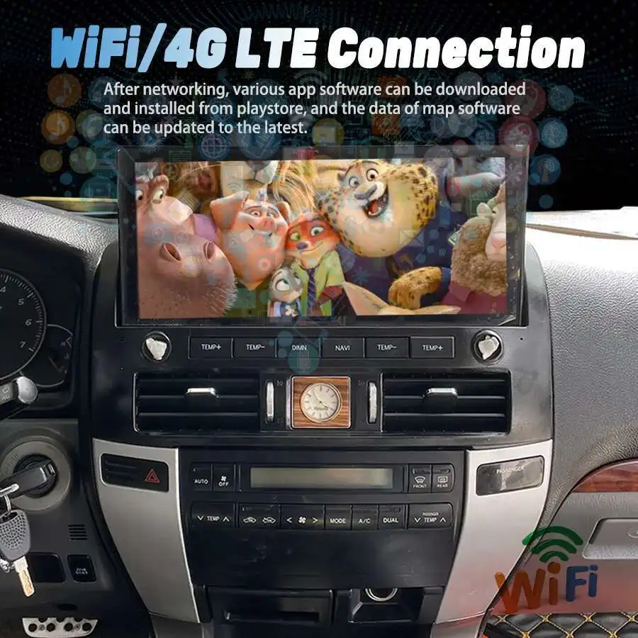 12,3 "Großen Bildschirm Drahtlose Carplay Für Toyota Prado 2003-2010 Für Lexus Gx470 Android Auto GPS Navigation multimedia Video Player
