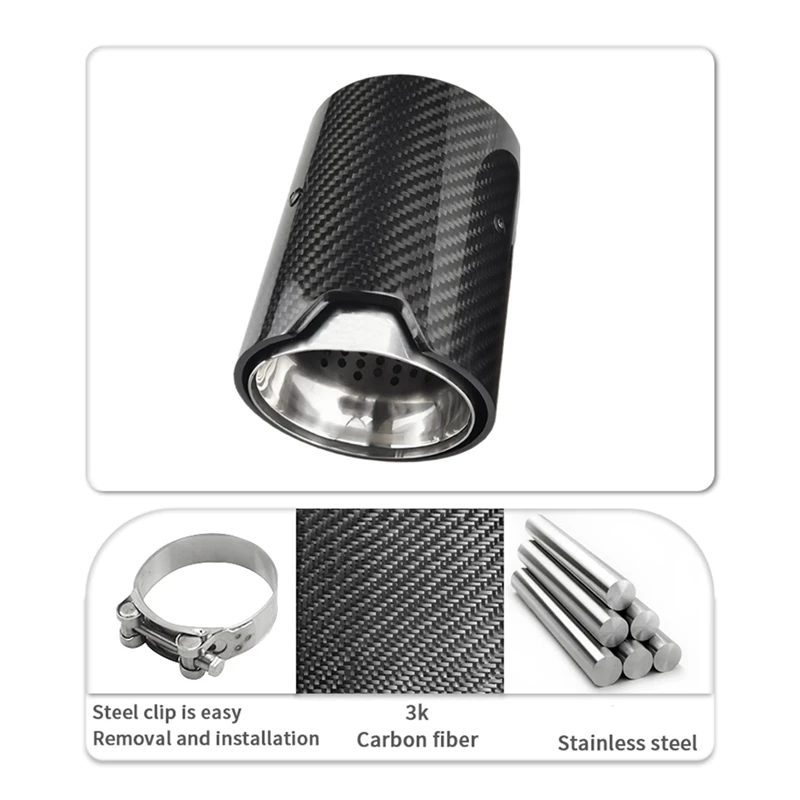 Muffler cauda de fibra de carbono modificado, pontas queimadas, carros adequados, M2, F87, M3, F80, M4, 70mm