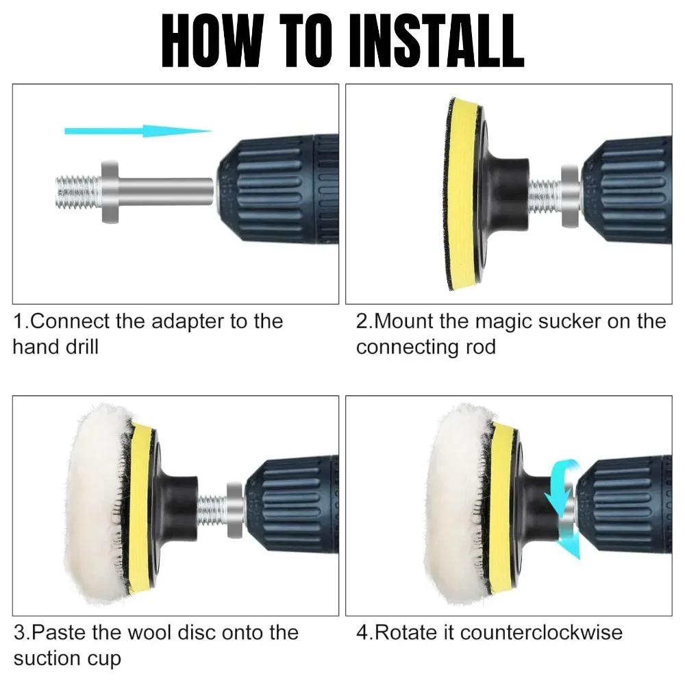 5 قطعة 4 بوصة لوحة التلميع عدة تقليد الصوف الحفر الكهربائية الملمع منصات للبلاط الزجاج الفولاذ المقاوم للصدأ أدوات إصلاح الخدش #5