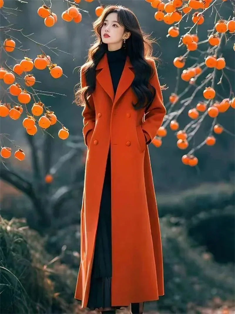 

Cotton Thickening 2023 Winter Latest Korean Mid length Commuter Fashion Loose and Slim Fabric Coat Women's Autumn Wool Coat