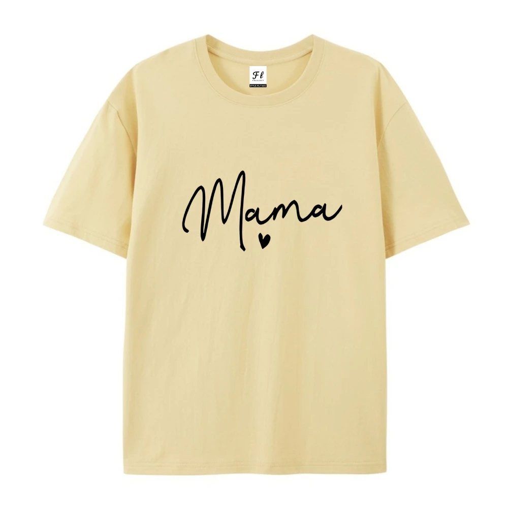 사계절용 일반 길이 폴리에스테르, 라운드 넥 여성 캐주얼 티셔츠(마마 프린트 포함)