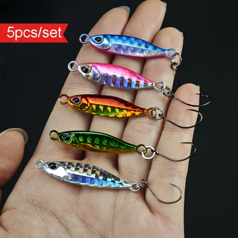 5pcs 5.5g Mini Metal Jig Lure Saltwater Casting Jigging Lure  Micro Verticial Spoon Lures Bass Fishing Lure Fishing Accessories