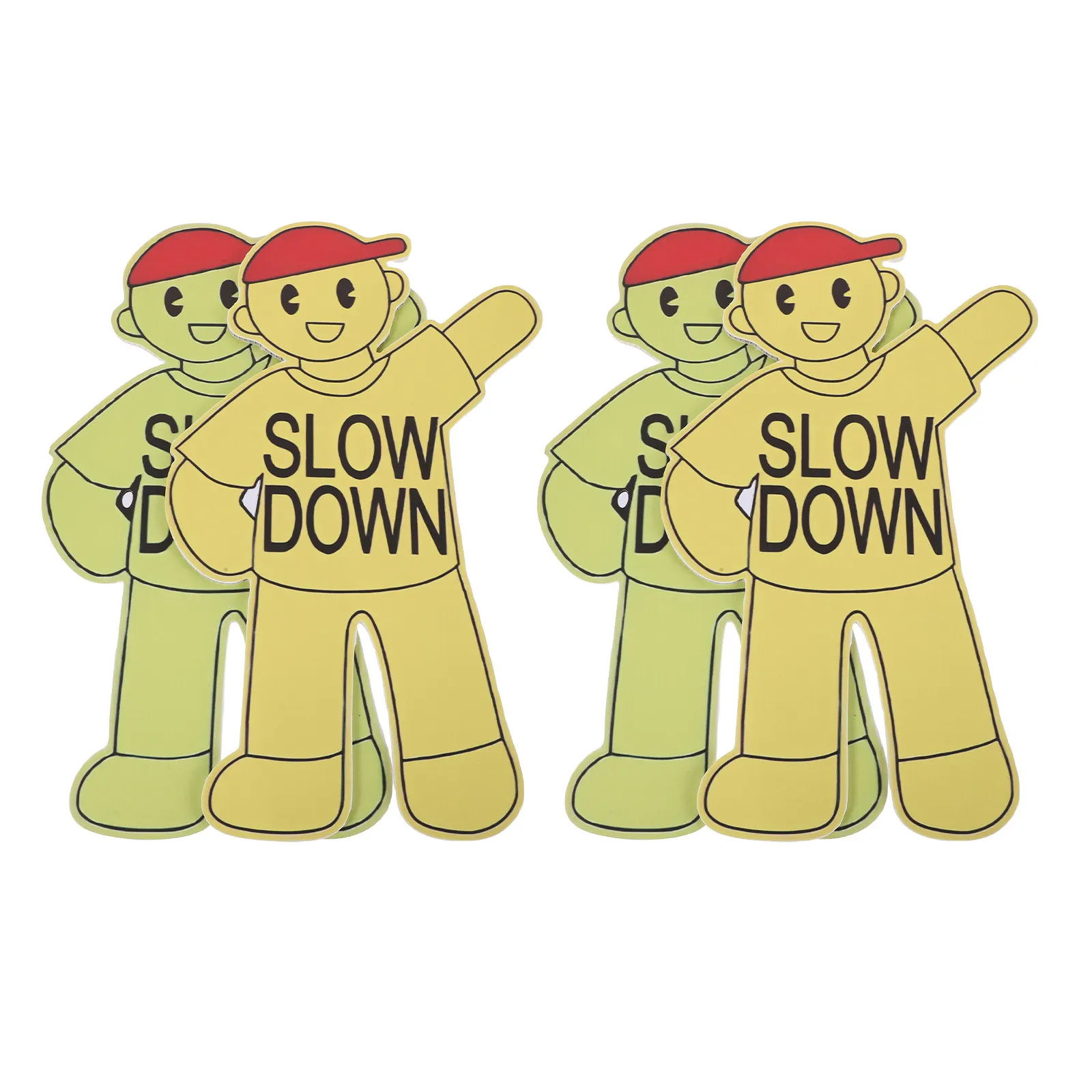 4pcs-slow-down-sign-educational-street-safety-signs-outdoor-high-visibility-mini-caution-signs-for-park