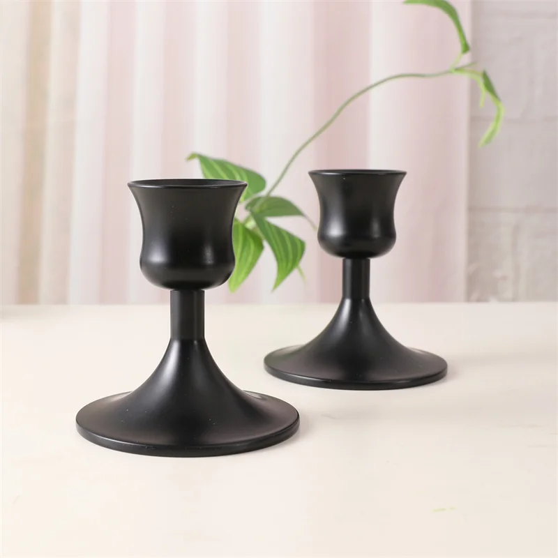 2 Pcs Table Decoration Metal Candlestick Simple Golden Wedding Decoration Bar Party Living Room Decoration Home Decoration