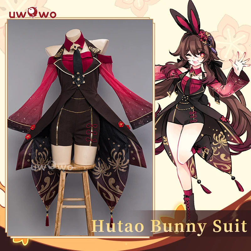 IN STOCK UWOWO Hutao Cosplay Genshin Impact Fanart Hu Tao Bunny Suit Cosplay Cute Ganyu/Kokomi Dress Halloween Costumes