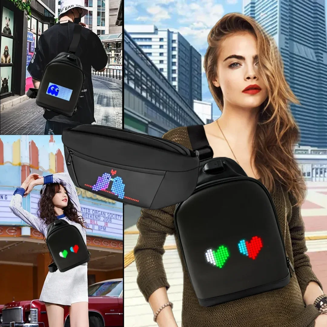 DIY Multilingual Graffiti Dynamic Shoulder Bag Smart  APP/Led Waist Bag LED Pixel Backpack for Women/Men Chest Bag Led Display