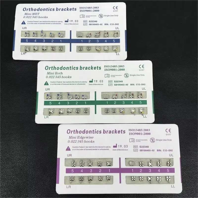 10 packs Tandheelkundige Orthodontische Metalen Bretels Beugel Mini Roth/MBT/Edgewise 022 Slot Tandarts Beugel Tandheelkundige Metalen Beugel