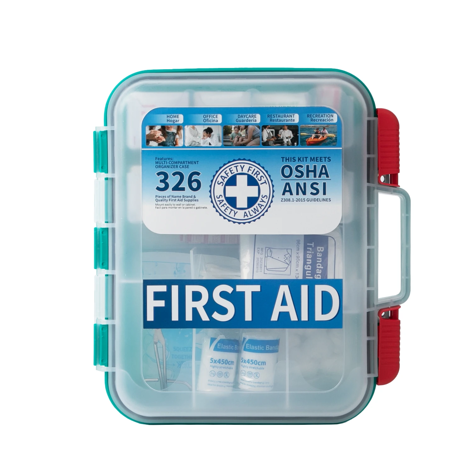 

Manufacture Custom 326 Pieces Medical Equipment Site First Aid Emergency Kits Wallbox Storage Box Osha Ansi Approved