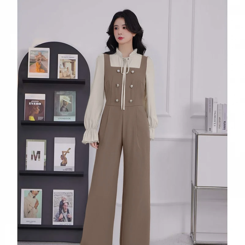 

Slimming Effect High Waist Wide Leg Jumpsuit Fashionable Casual Versatile Autumn 2025 Polyester Fiber Online Exclusive