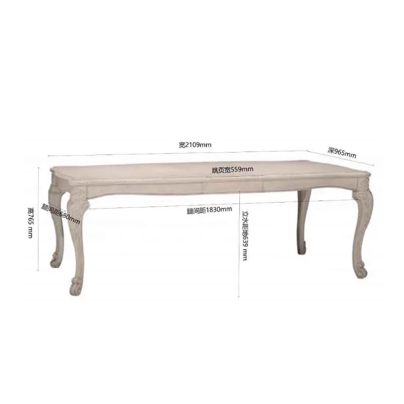 

American furniture solid wood dining table retro old carved rectangular dining table