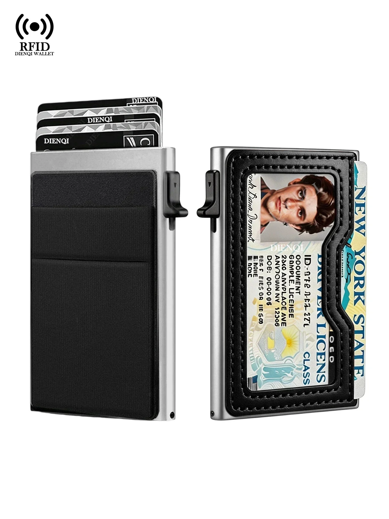Geldbeutel Kartenetui Geldklammer Schlanker Minimalistischer Pop-Up-Kartenhalter RFID-Smart-Wallets ID-Fenster Mini-Taschen Luxus-Geldbörse Herren – Detail 14