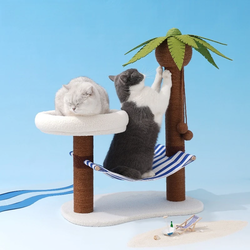 

Summer Coconut Island Climbing Frame Coconut Tree Hammock Cat Nest Cat Scratch Post Cat Cat Cat Scratch Board No Chips