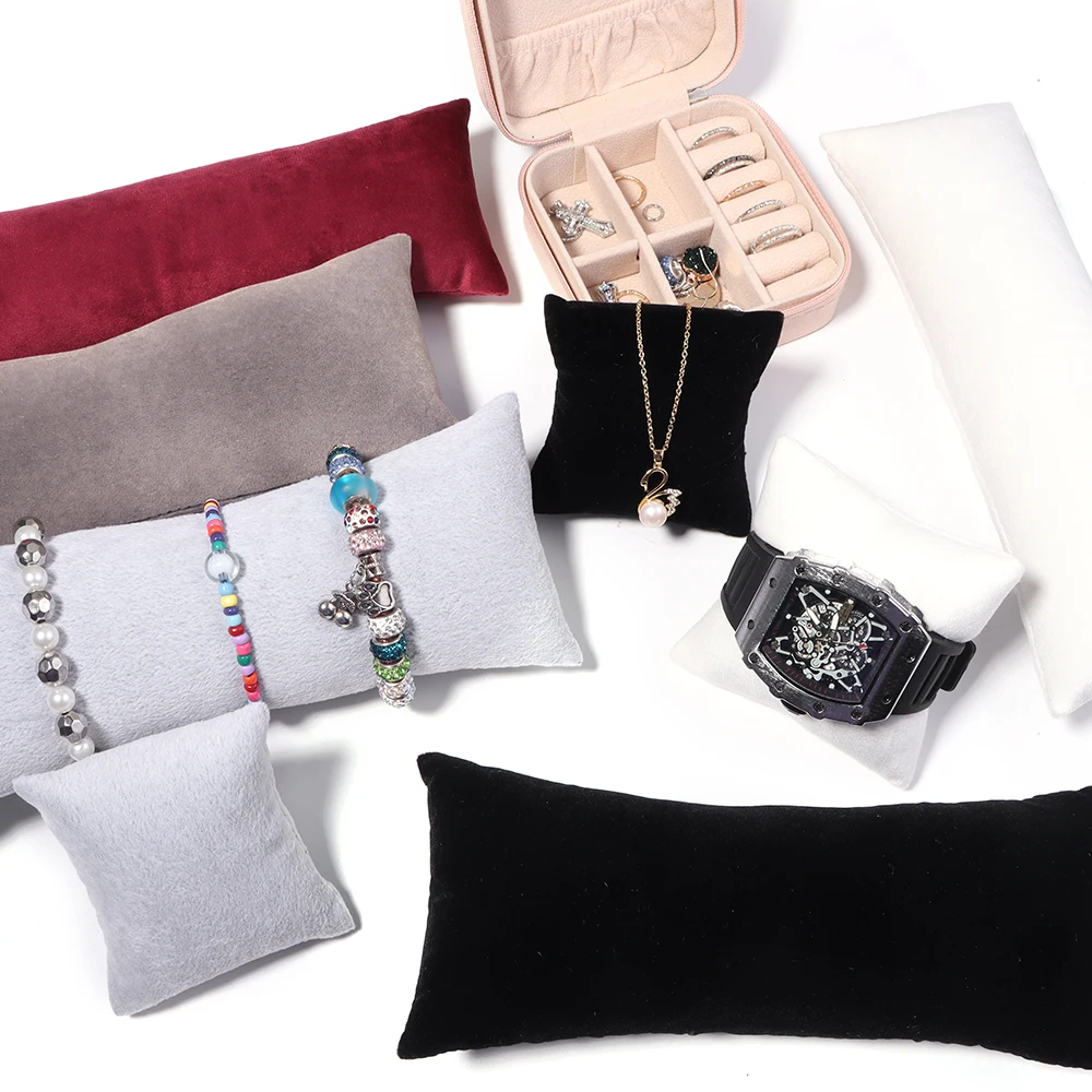 1PC Exquisite Velvet Jewelry Pillow Stand Holder Organizer Bracelet Case Bangle Anklet Watch Display Photography Prop Wholesale