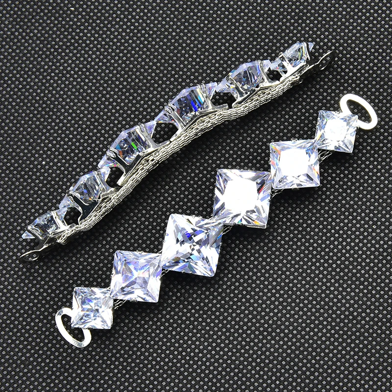 2Pcs 10cm Clear Zircon Crystal Bikini Connector Buckle Shiny Rhinestone Metal Chain Trim for Clothing Shoes Decroration