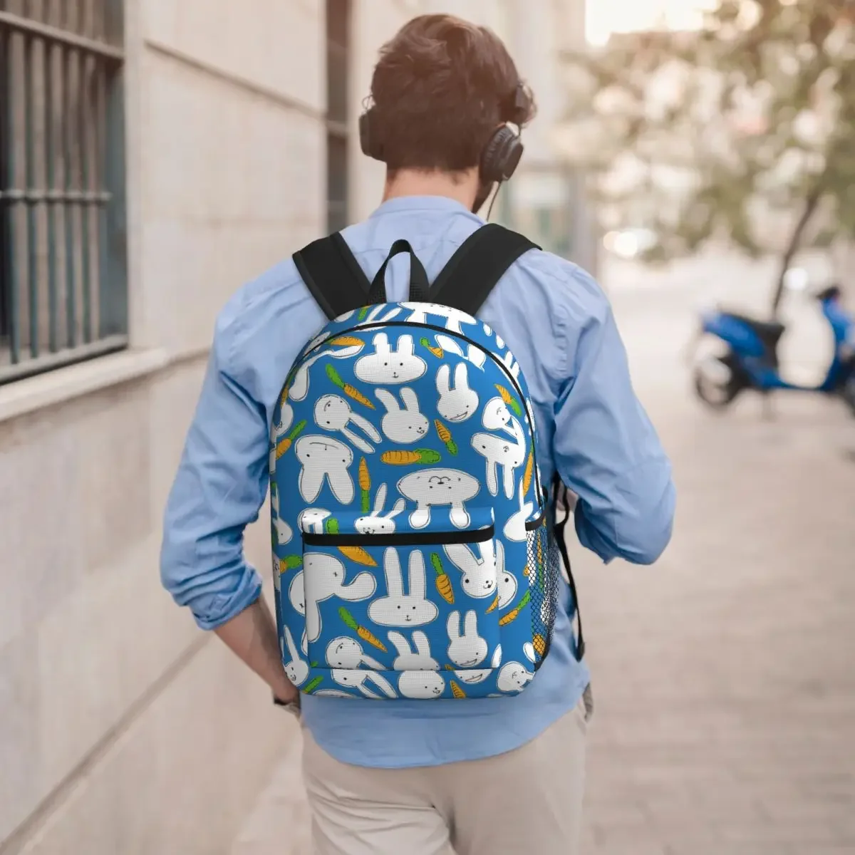 Bunnies And Carrots Pattern Rabbit Student Backpack School Bag Hiking Travel Daypack for Boys Girls Bookbag Shoulder Bags