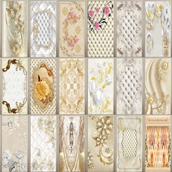 Gold Modern Door Sticker Simulate Glass Pattern Geometric Self Adhesive Flower Wall Waterproof Washing Room Home Decor Decal