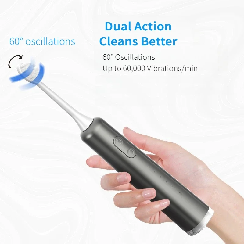 SUBORT S6 Wave Electric Toothbrush Oscillation & Vibration Sonic Electric Toothbrush for Adults USB-C Rechargeable Smart 5 Modes