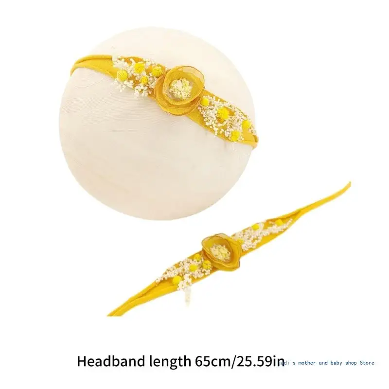 67JC ทารกแรกเกิด Photo Props แถบคาดศีรษะยืดหยุ่นดอกไม้ Hairband อุปกรณ์เสริมการถ่ายภาพ