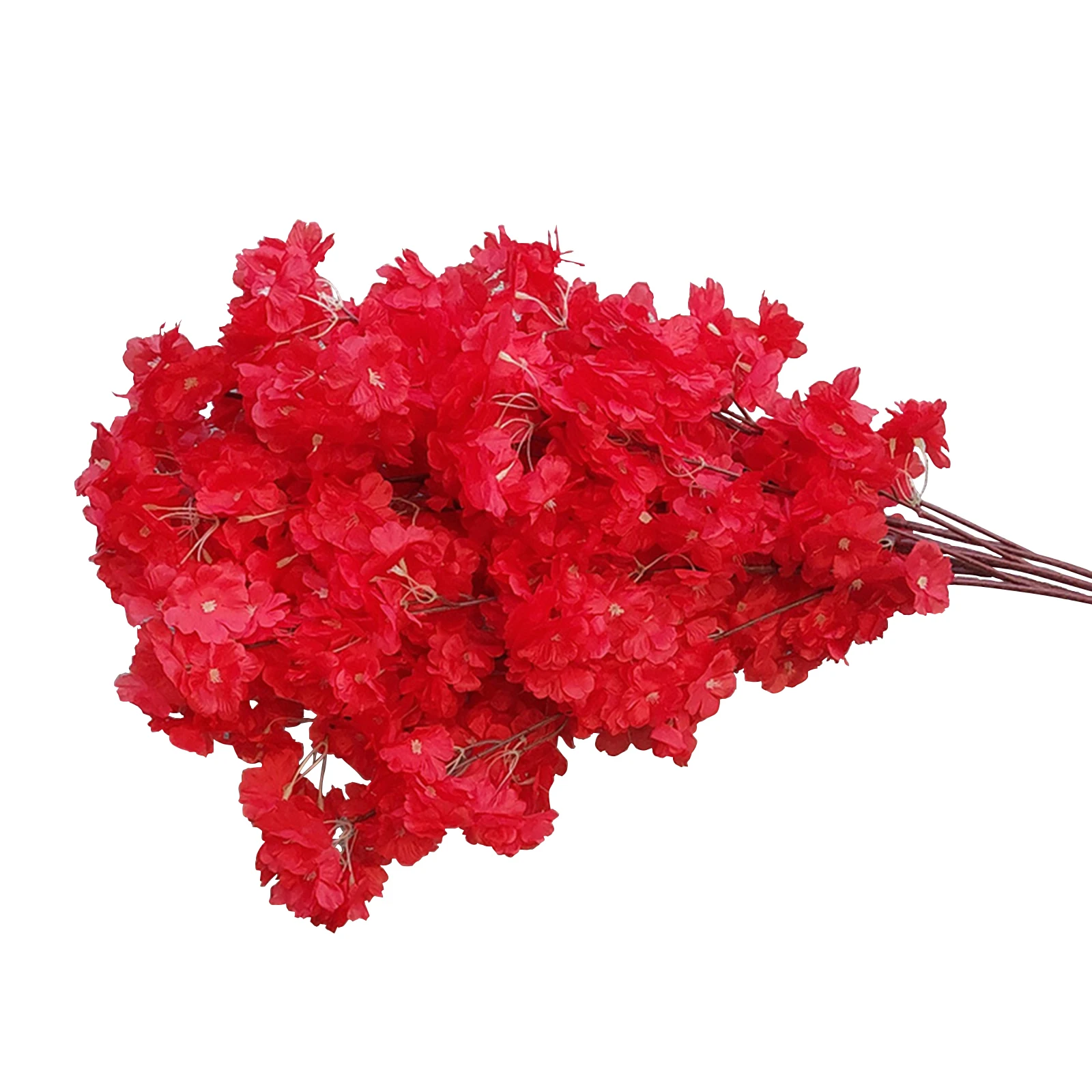 3-Fork Double-Layer Red Simulation Cherry Blossom Branches For Party Home Furnishing Decoration Hotel