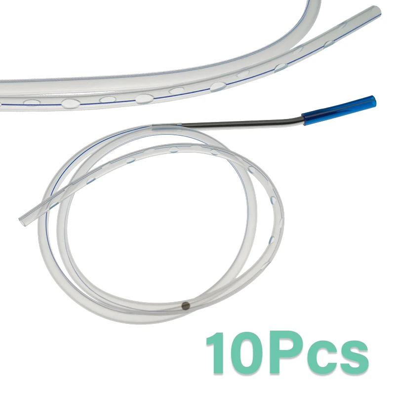 

10pcs Sterilized Medical Grade Silicone Round Perforated Drains With Trocar For Postoperative Wound Drainage Veterinarian Tools