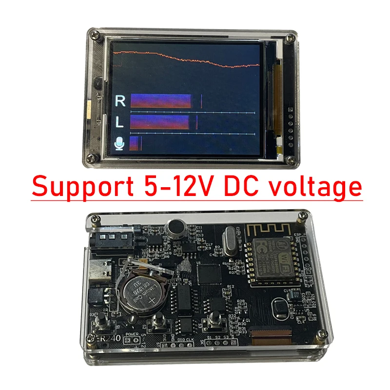 Imagem -06 - Equalizador de Espectro de Música Lcd Ips de 2.6 Polegadas Analisador de Exibição Captador de Relógio Wi-fi Controle de Voz Indicador de Nível de Áudio Carro Aux dc 5v12v