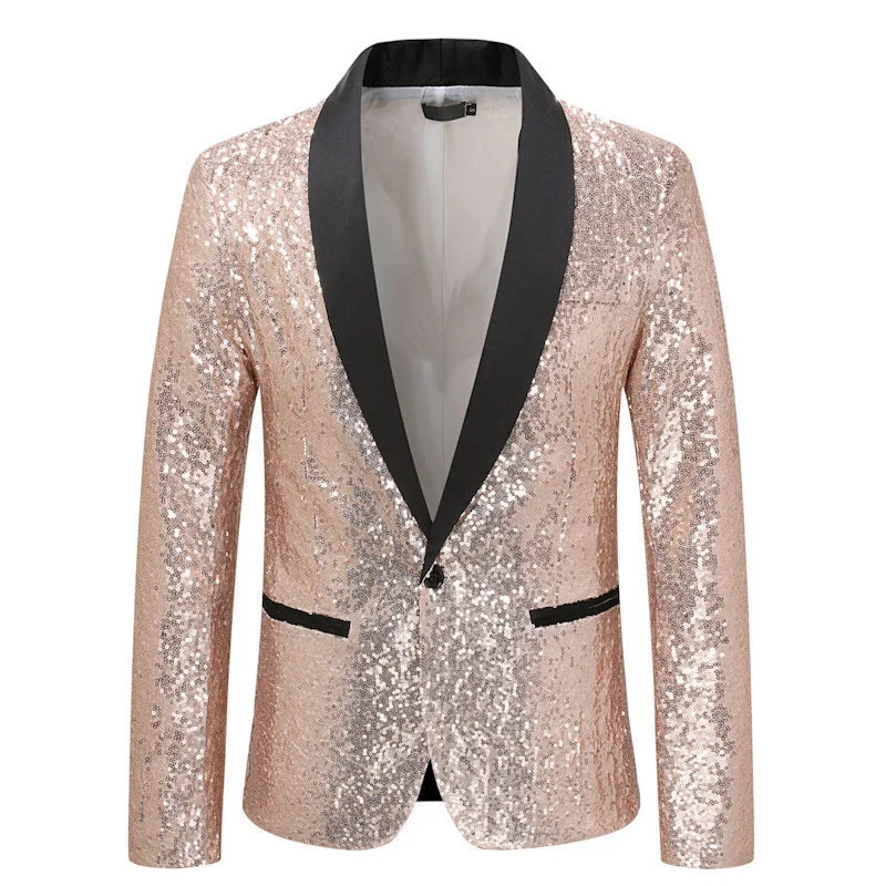 Fashion Men Sequin Suit Jacket Green / Navy Blue 2024 New Singer Host Stage Dress Blazers Coats Size S-XXL