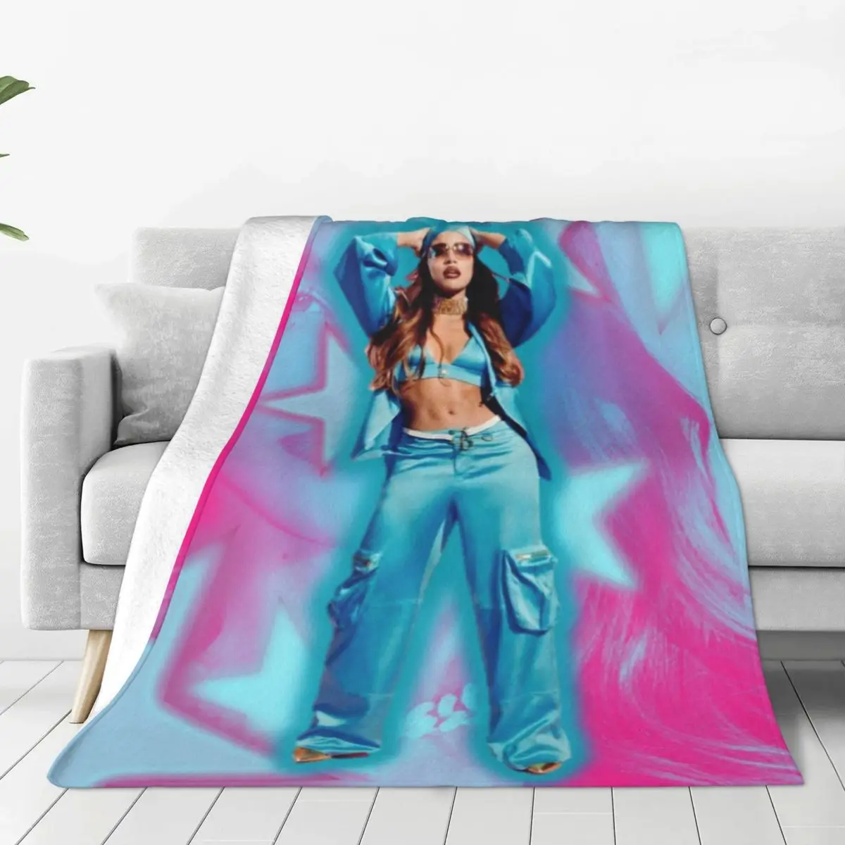 Custom E-Emilia Mernes Blankets Warm Flannel Mp3 Singer Poster Throw Blanket for Home Bedroom Sofa