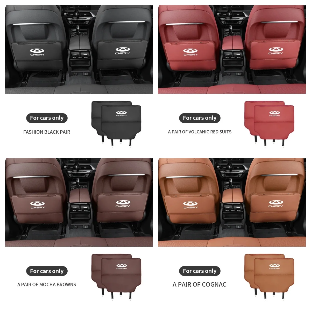 Chery Leather Car Seat Back Anti‑Kick Mat Storage Organizer Bag Fit Tiggo7 Tiggo8 Pro Tiggo9 Omoda C5 Arrizo5 Arrizo8 Interior A