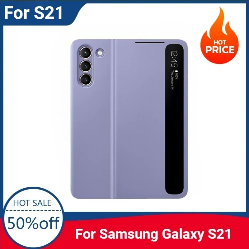 

Window View Clear Smart Flip Cover For Samsung Galaxy S21+ S21 Ultra S21 S21 Plus S21+ Real Smart Chip Flip-free Leather Cases