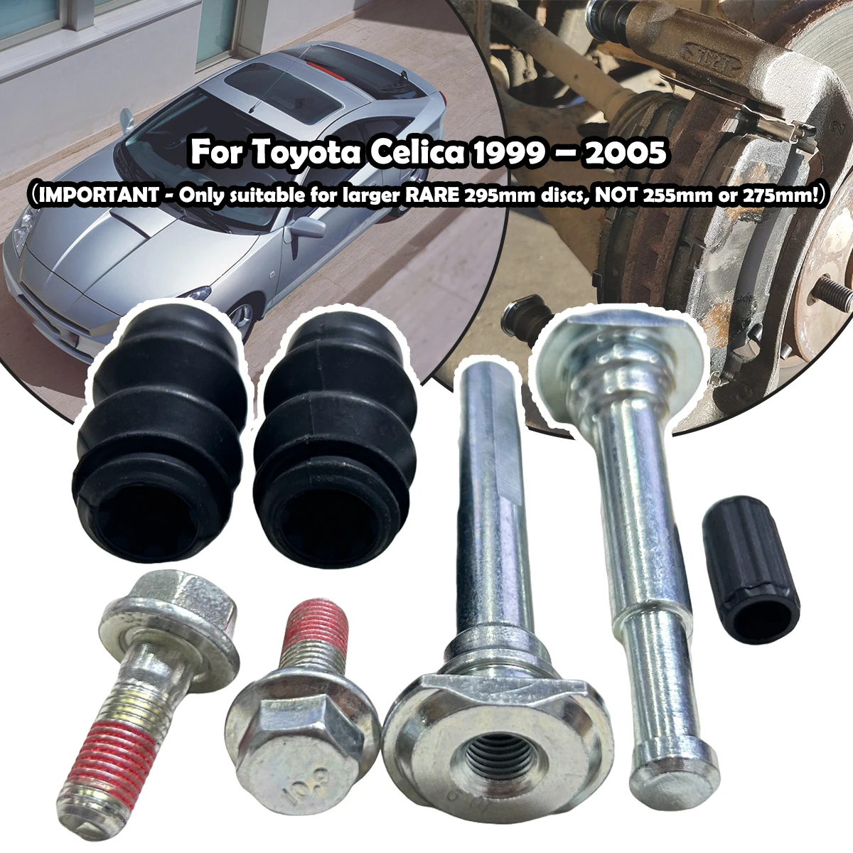 

For Toyota Celica 99-2005 Front Brake Caliper Slider Guide Pins Bolt Kit Left Right Disc Housing Bellows Sleeve Bushing113-1355X