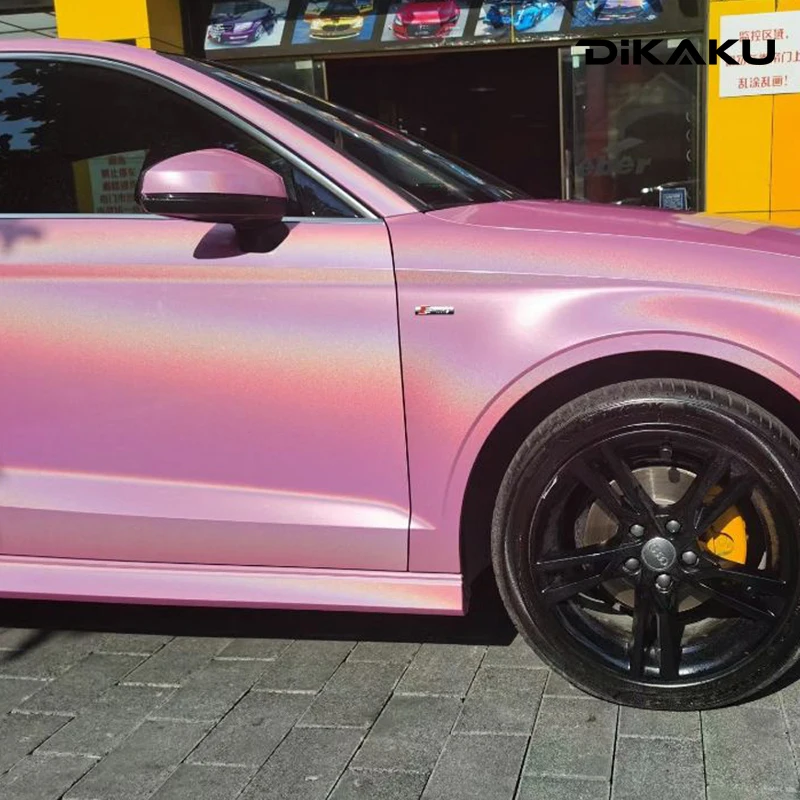 Highest Quality Sparkle Glossy Iridescence Laser Pink Vinyl Wrap Foil With Air Free Bubble For Vehicle And Motorcycle