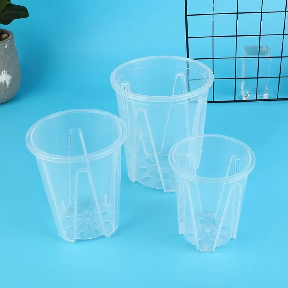 Breathable Root Control Transparent Flower Pot Beautiful Plastic Phalaenopsis Orchid Pots With Stomata with Tray Planting Pot