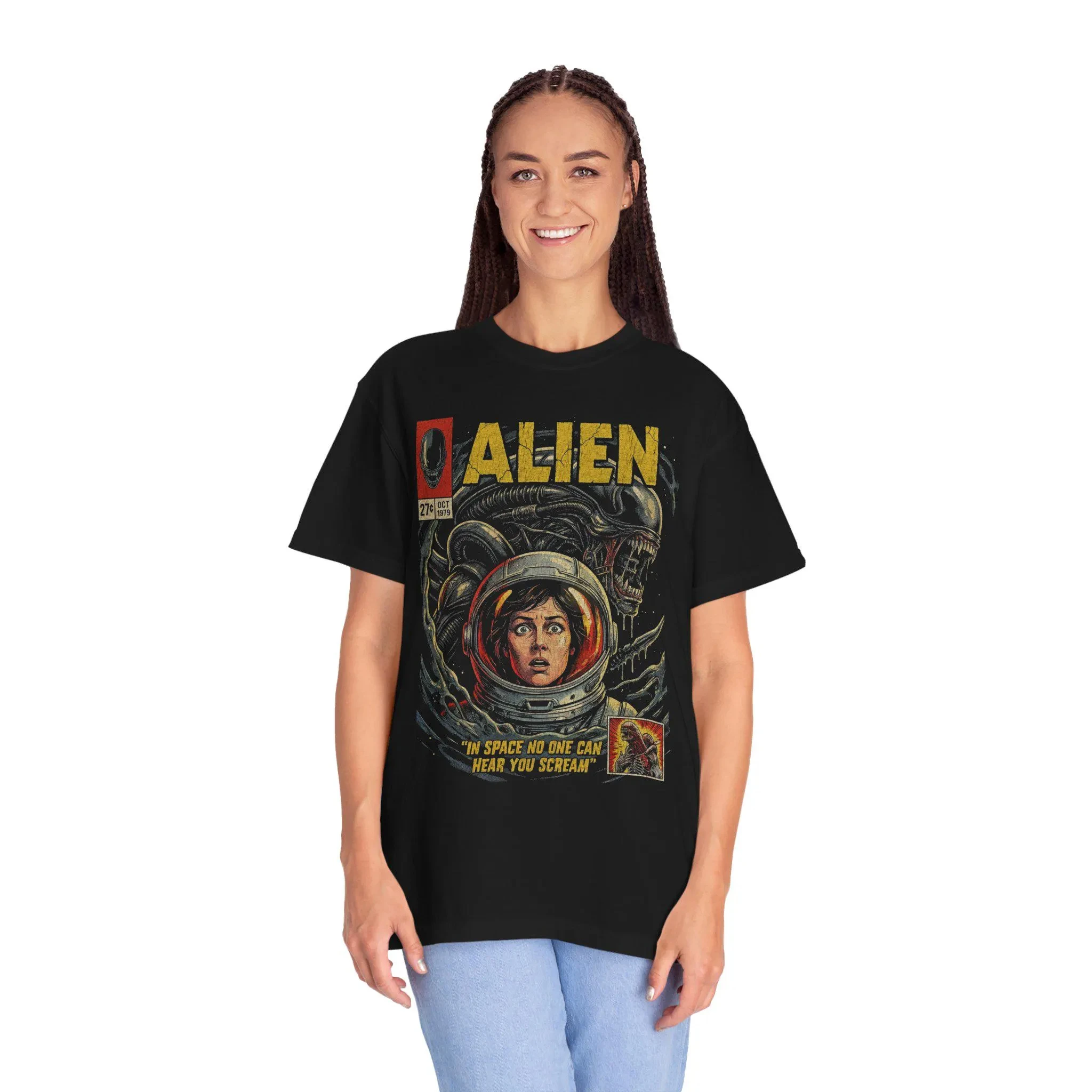 Retro Alien Movie 1979 Manga T-Shirt Bedrucktes Herren- und Damen-T-Shirt für den Alltag, lässig, kurzärmelig – Detail 3