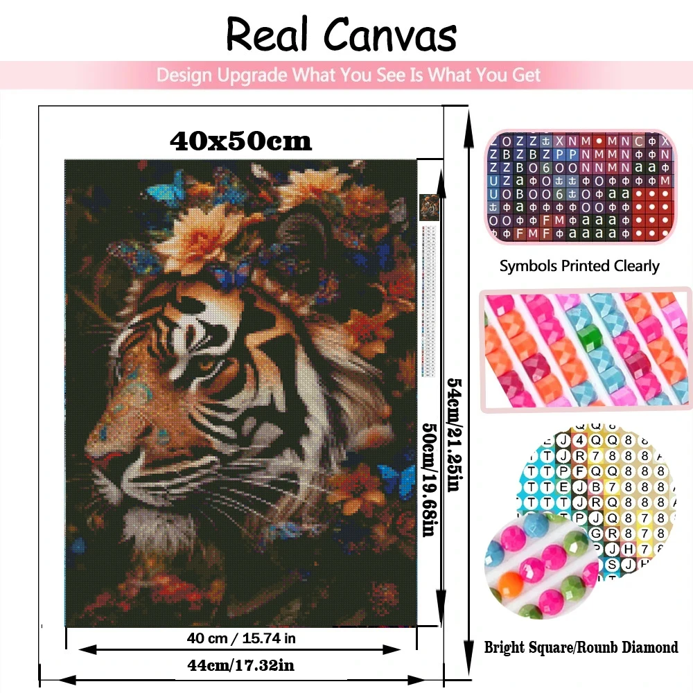 Tropical Plant Animals Diy Diamond Painting Tiger Wolf Elephant  Art Decor For Living Room Full Cross Stitch Kit Diamond Mosaic