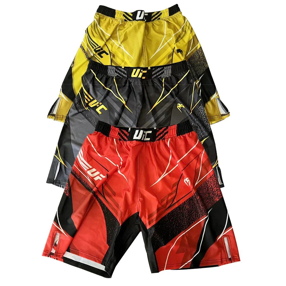 Short d'entraînement MMA à séchage rapide pour homme, short de proximité Wstring, coup de pied thaïlandais, boxe imprimée, sport de gym, longueur au genou, exercice